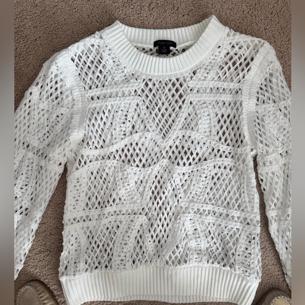 ASbyDF- White Cutout Longsleeve Pullover Shirt - Picture 5 of 6